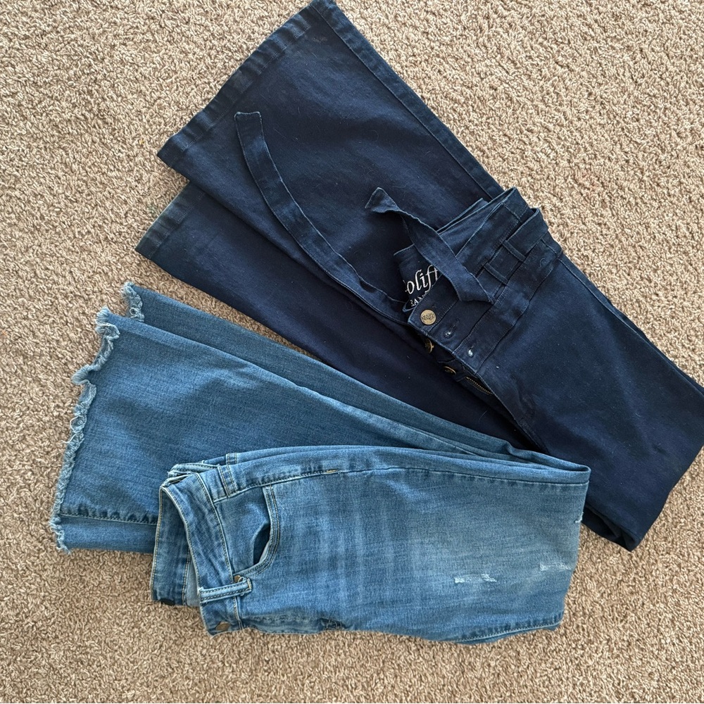 Blue and Dark Blue Denim Jeans Set